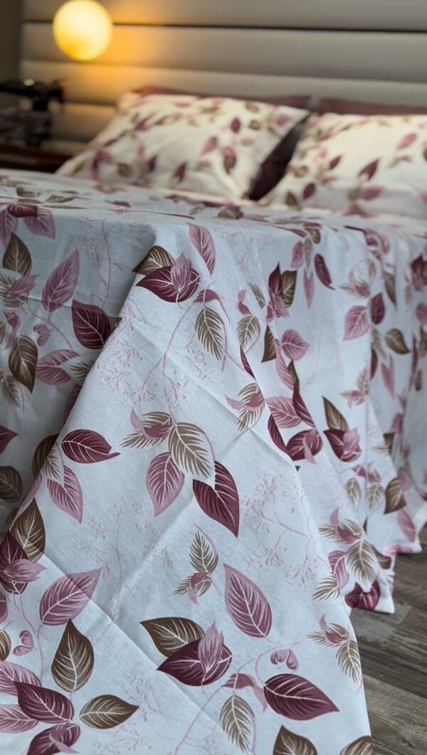 Parure de Lit Élégance Feuillage – Violet & Brun