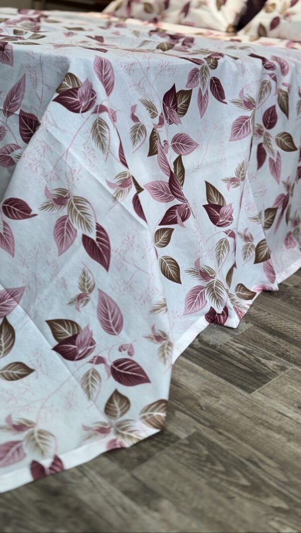 Parure de Lit Élégance Feuillage – Violet & Brun