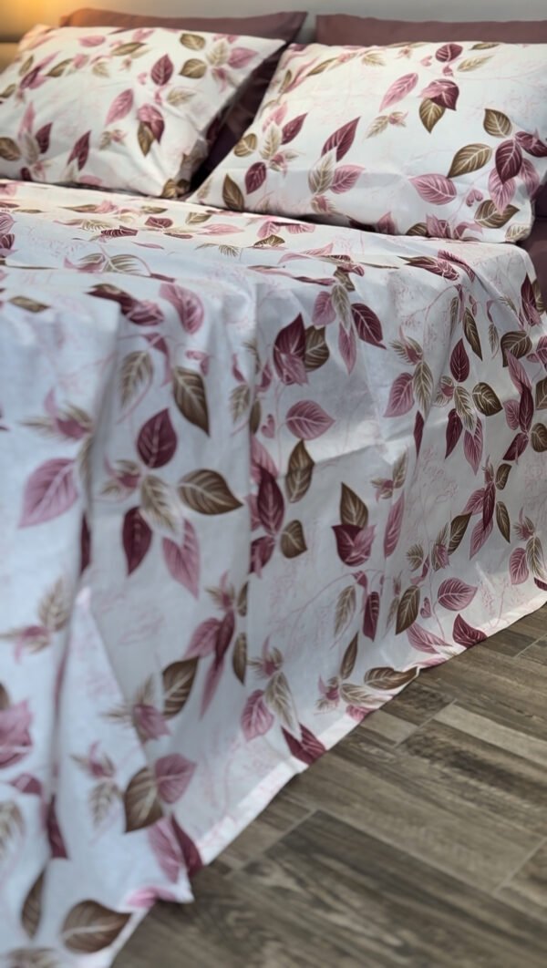 Parure de Lit Élégance Feuillage – Violet & Brun