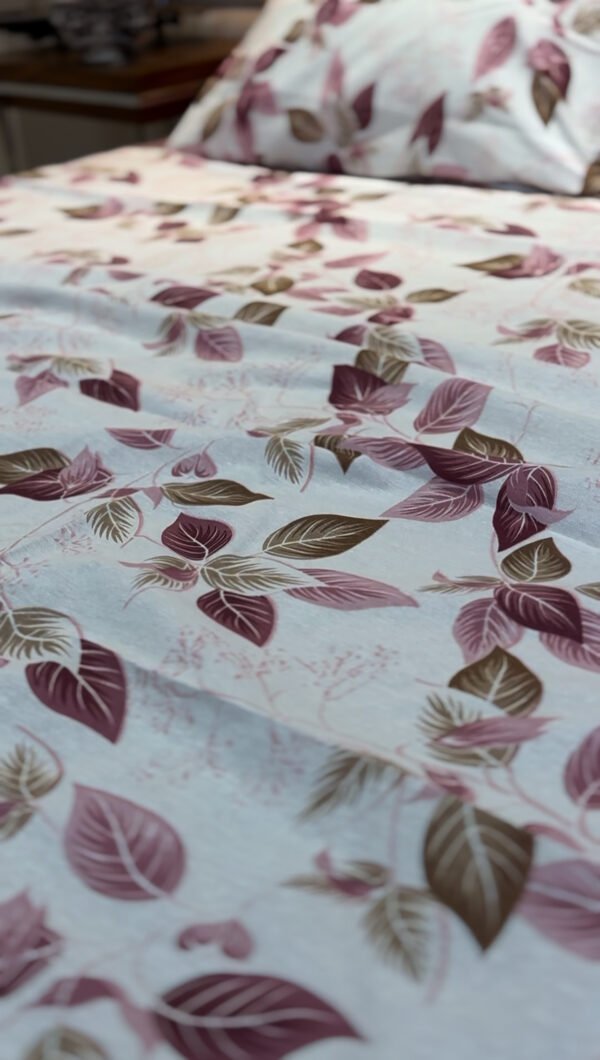 Parure de Lit Élégance Feuillage – Violet & Brun