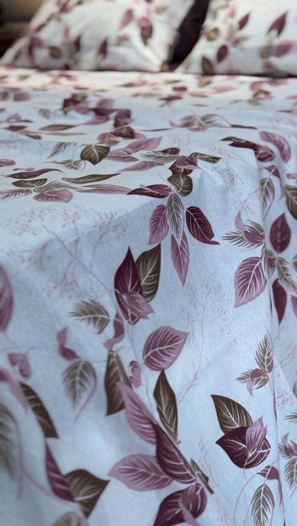 Parure de Lit Élégance Feuillage – Violet & Brun