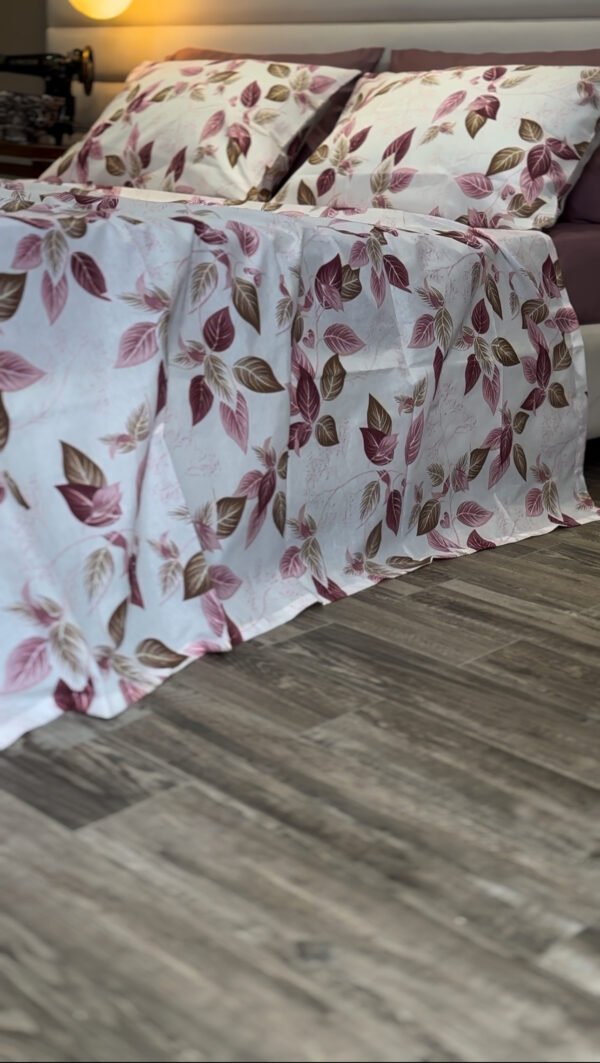 Parure de Lit Élégance Feuillage – Violet & Brun