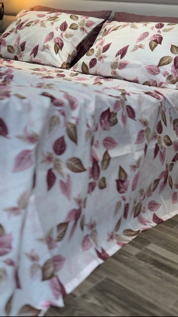 Parure de Lit Élégance Feuillage – Violet & Brun