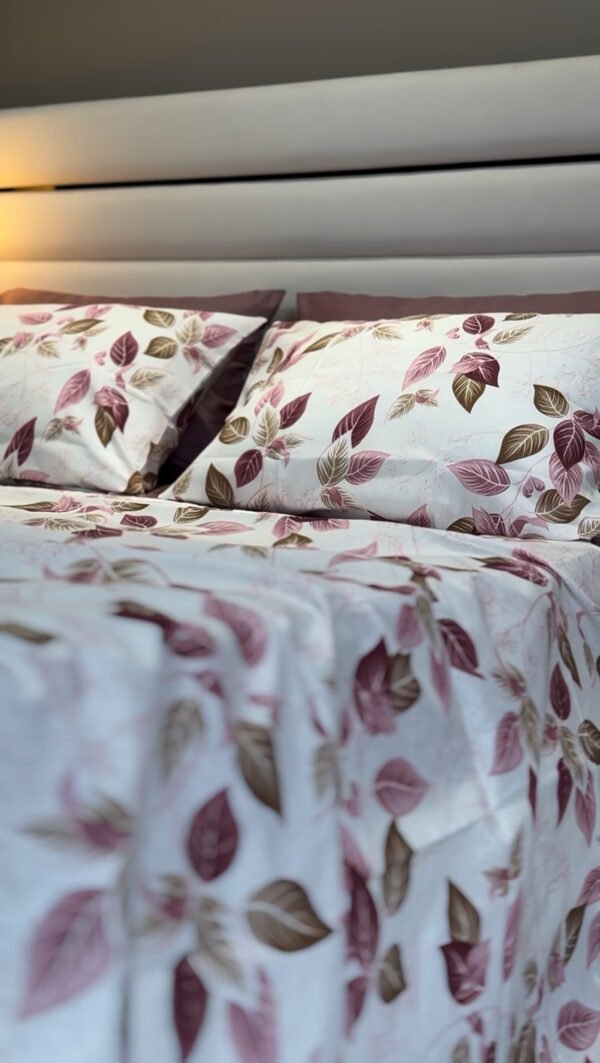 Parure de Lit Élégance Feuillage – Violet & Brun