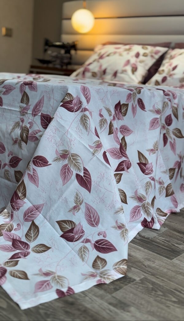 Parure de Lit Élégance Feuillage – Violet & Brun