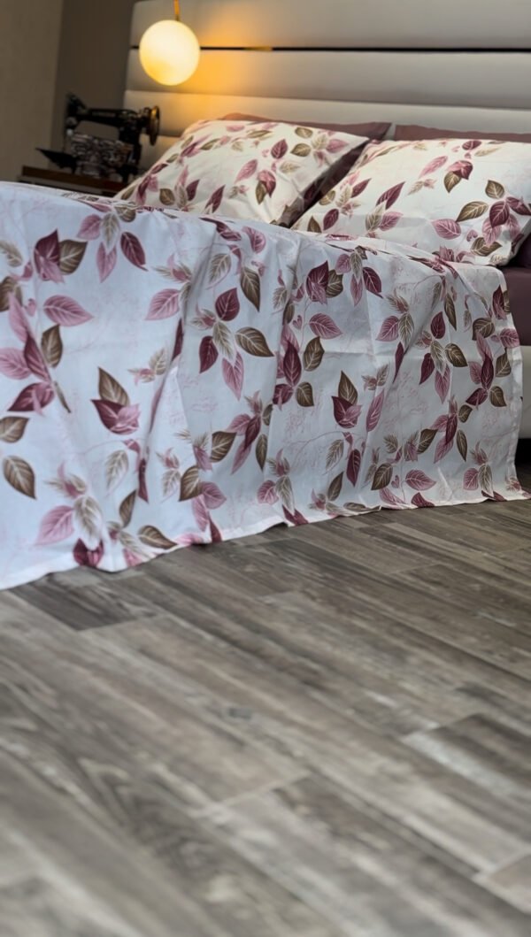 Parure de Lit Élégance Feuillage – Violet & Brun