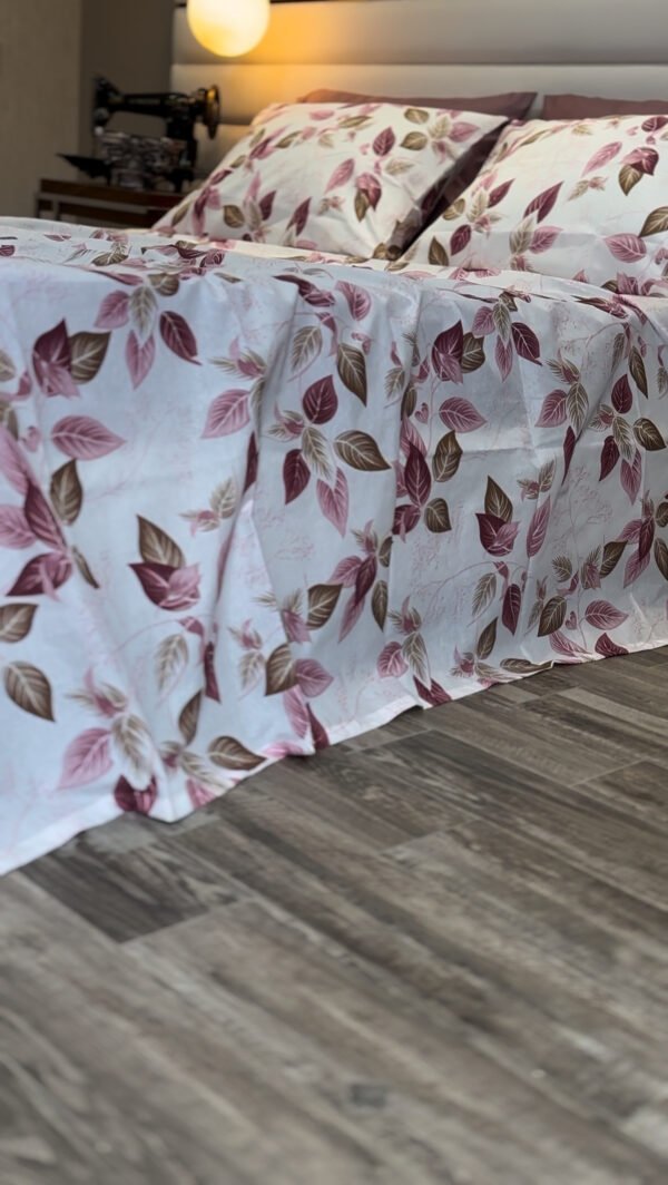 Parure de Lit Élégance Feuillage – Violet & Brun