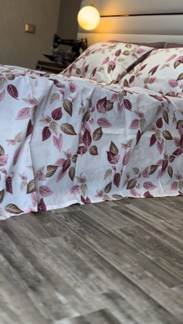 Parure de Lit Élégance Feuillage – Violet & Brun