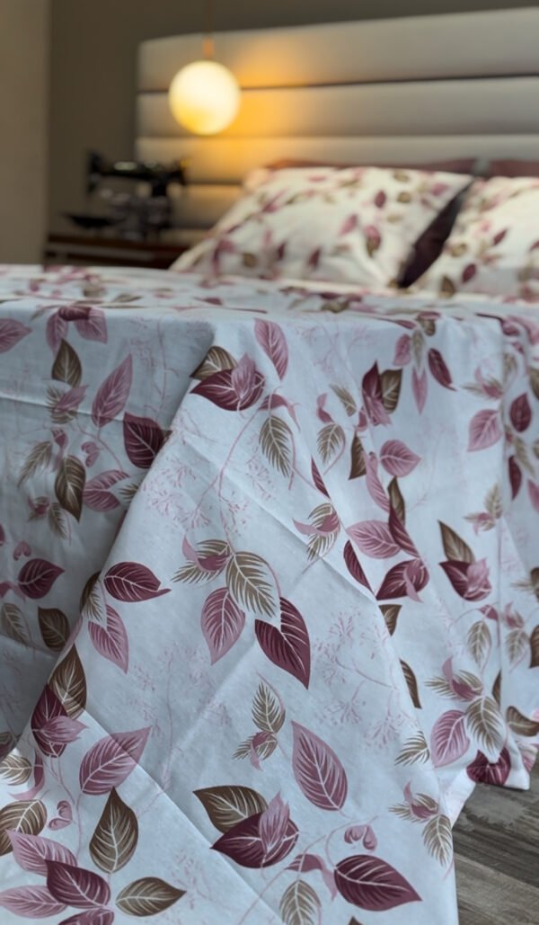 Parure de Lit Élégance Feuillage – Violet & Brun
