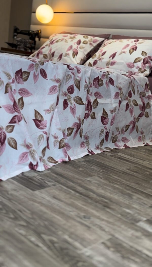Parure de Lit Élégance Feuillage – Violet & Brun