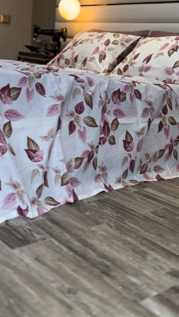 Parure de Lit Élégance Feuillage – Violet & Brun