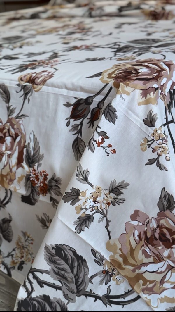 Parure de Lit Élégance Florale – Beige & Feuillage Serein