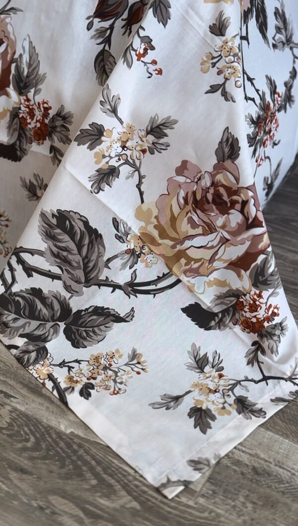 Parure de Lit Élégance Florale – Beige & Feuillage Serein
