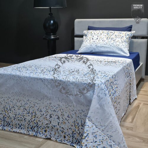 Parure de Lit Géométrie Élégante – Bleu Nuit & Beige