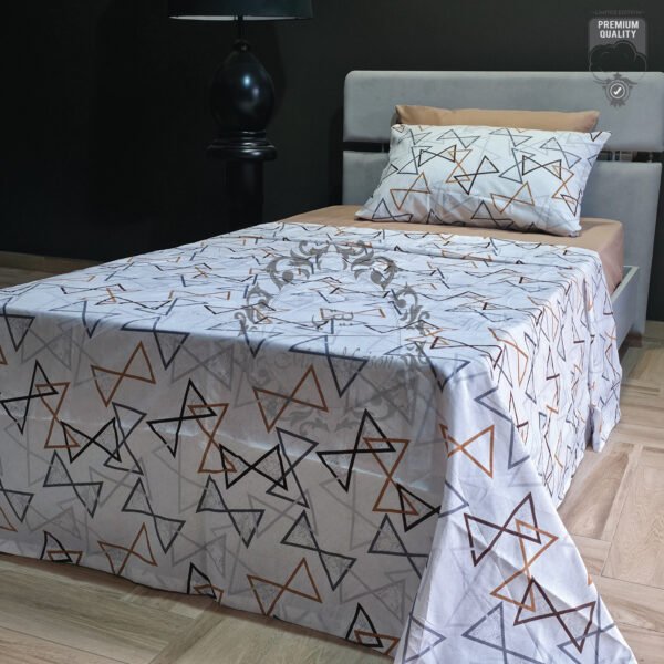 Parure de Lit Géométrie Élégante – Triangles Noir & Brun