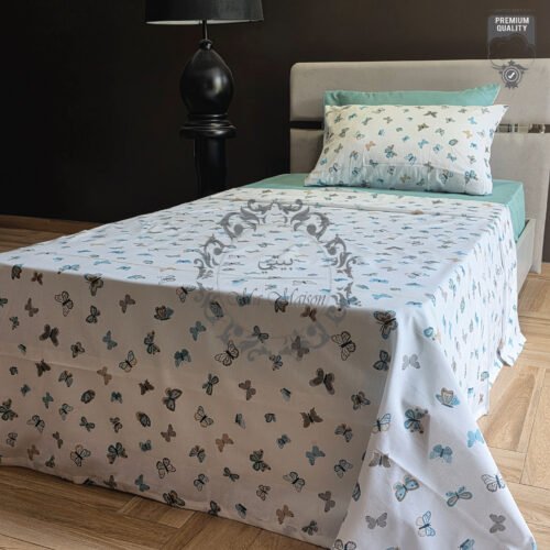Parure de Lit Papillons – Élégance Aérienne Gris & Bleu
