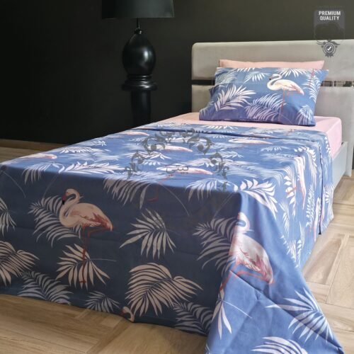 Parure de Lit Flamant Bleu – Évasion Tropicale Élégante