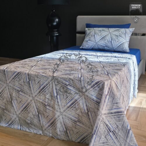 Parure de Lit Éclat Graphique – Bleu Glacial Urbain