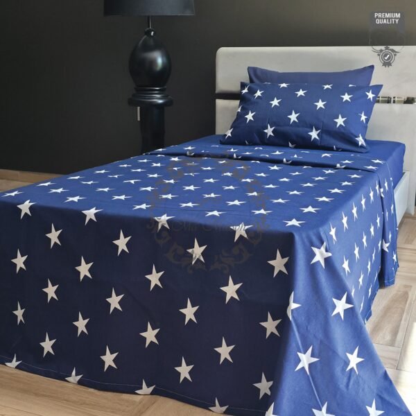 Parure de Lit Étoiles du Ciel – Bleu Nuit Lumineux
