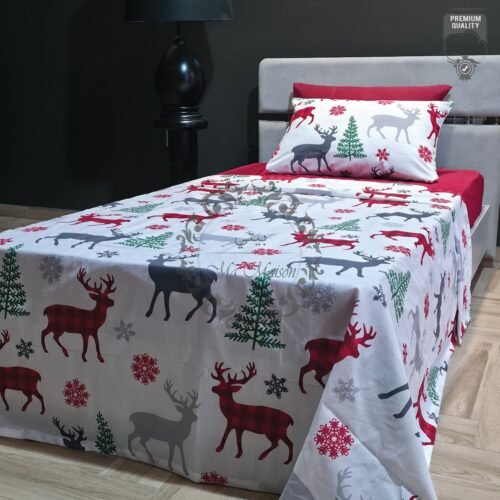 Parure de Lit Cerf Boréal –  Sapins d’Hiver