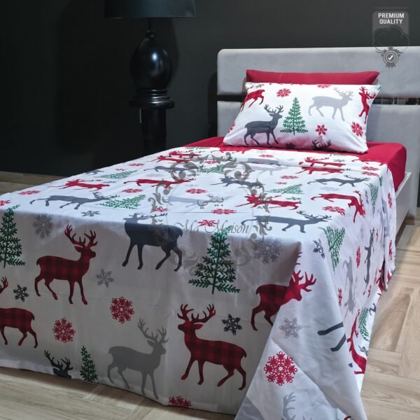Parure de Lit Cerf Boréal –  Sapins d’Hiver