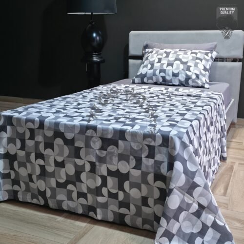 Parure de Lit Géométrie Urbaine – Gris Graphite & Perle