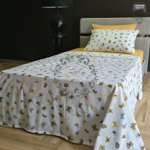 Parure de Lit Papillons d’Or – Élégance Naturelle