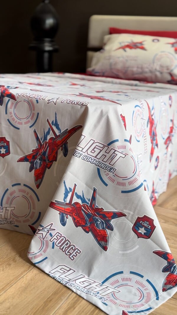 Parure de Lit Aviation – Jet de Combat Gris & Rouge