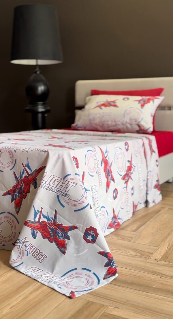 Parure de Lit Aviation – Jet de Combat Gris & Rouge