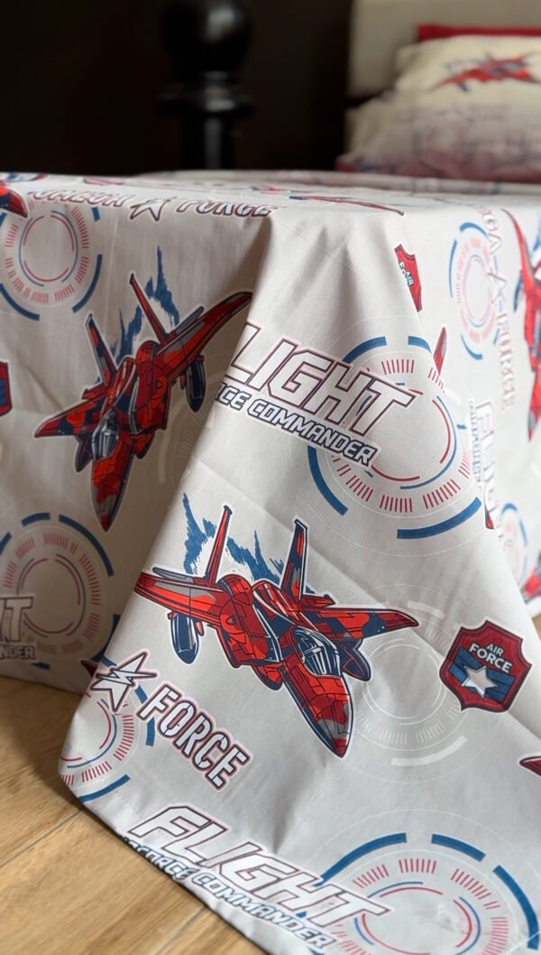 Parure de Lit Aviation – Jet de Combat Gris & Rouge