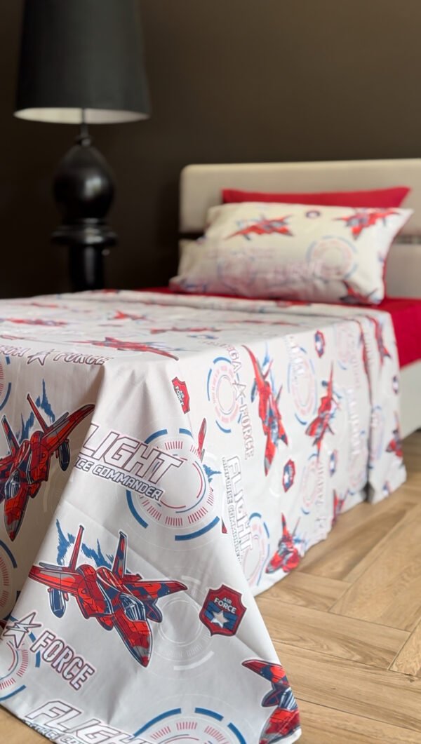 Parure de Lit Aviation – Jet de Combat Gris & Rouge