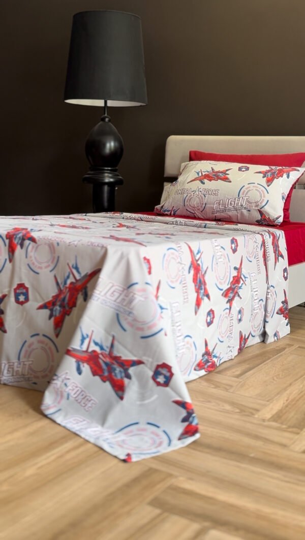 Parure de Lit Aviation – Jet de Combat Gris & Rouge