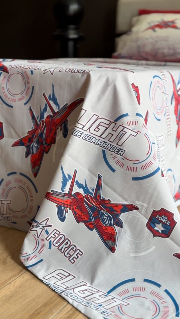 Parure de Lit Aviation – Jet de Combat Gris & Rouge