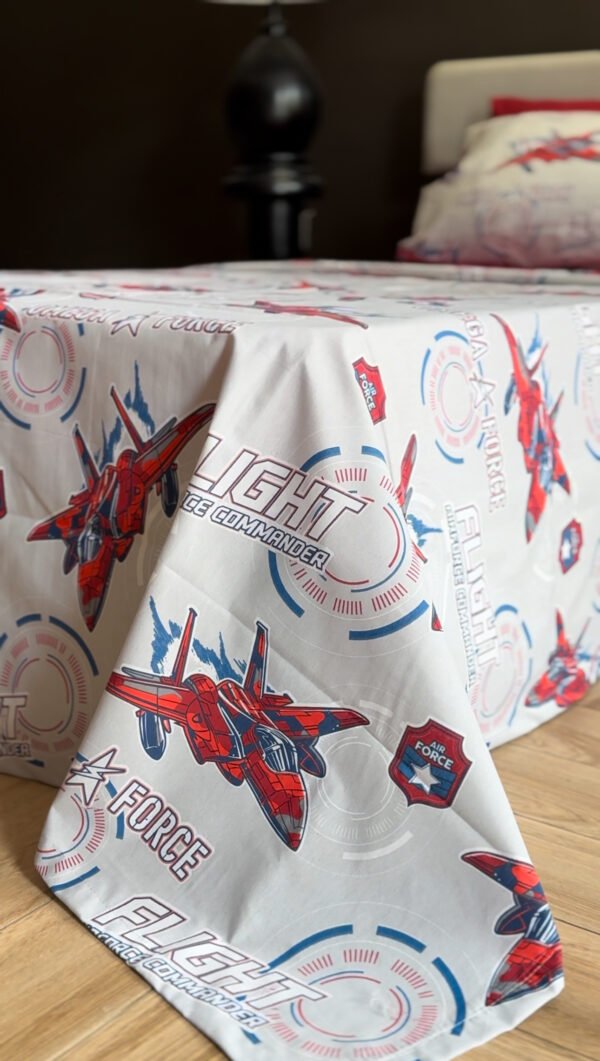 Parure de Lit Aviation – Jet de Combat Gris & Rouge