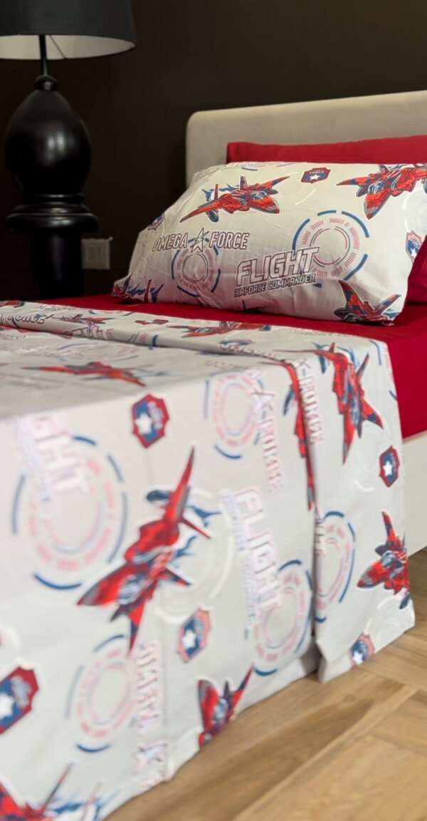Parure de Lit Aviation – Jet de Combat Gris & Rouge