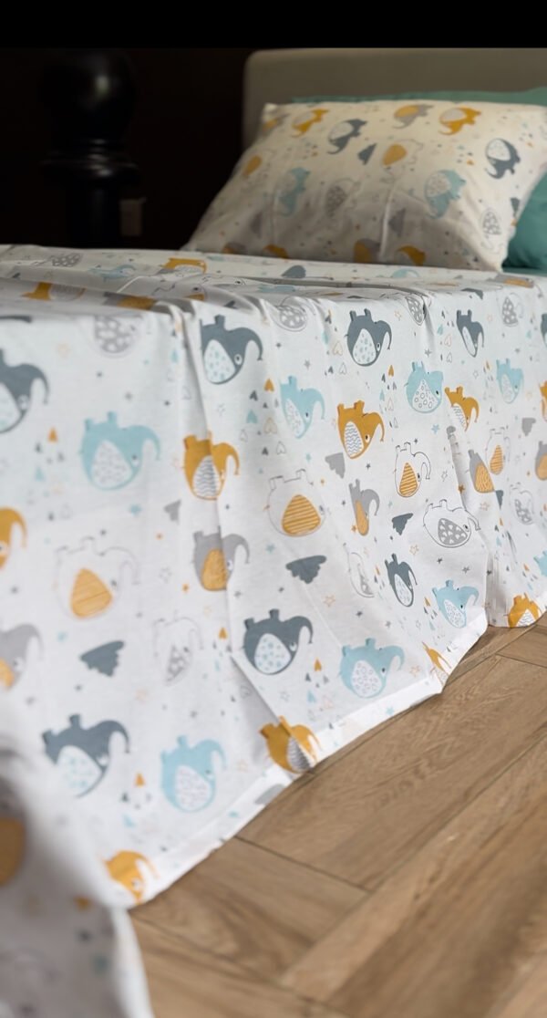 Parure de Lit Éléphants Ludiques – Douceur Turquoise Moderne