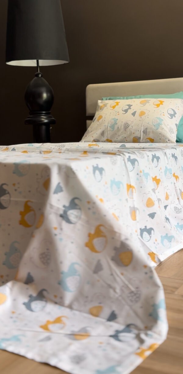 Parure de Lit Éléphants Ludiques – Douceur Turquoise Moderne