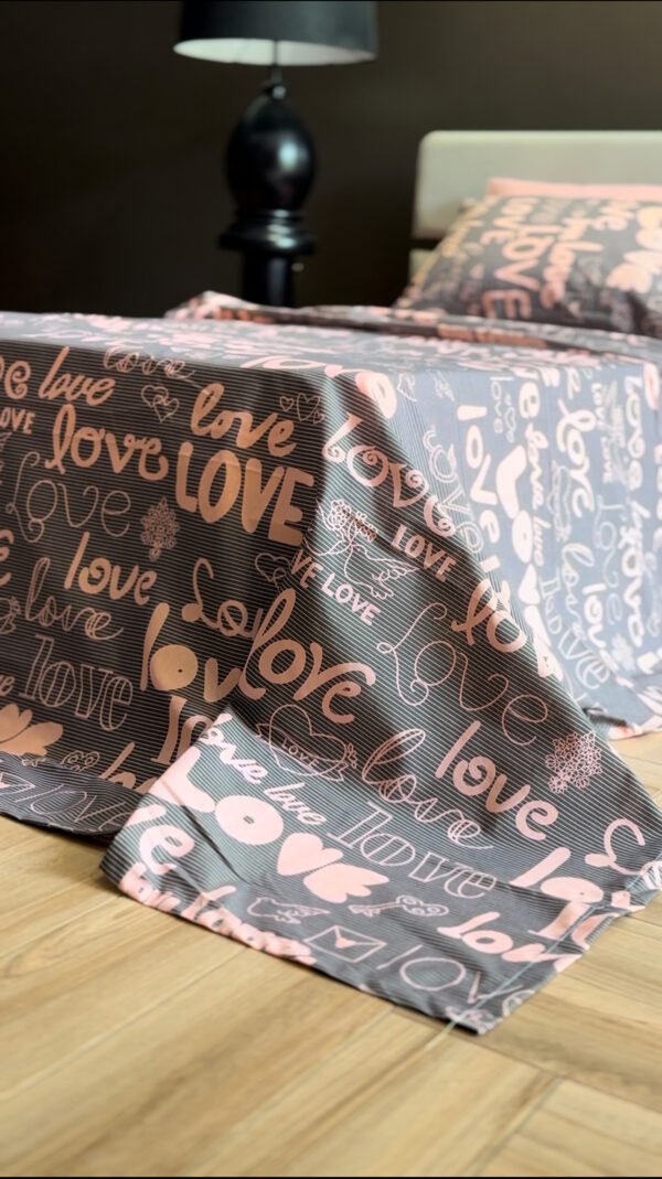 Parure de Lit Love Story – Gris Rosé Romantique
