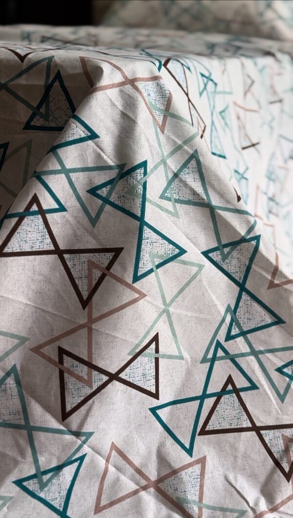 Parure de Lit Géométrie – Triangles Bleu Café Gris