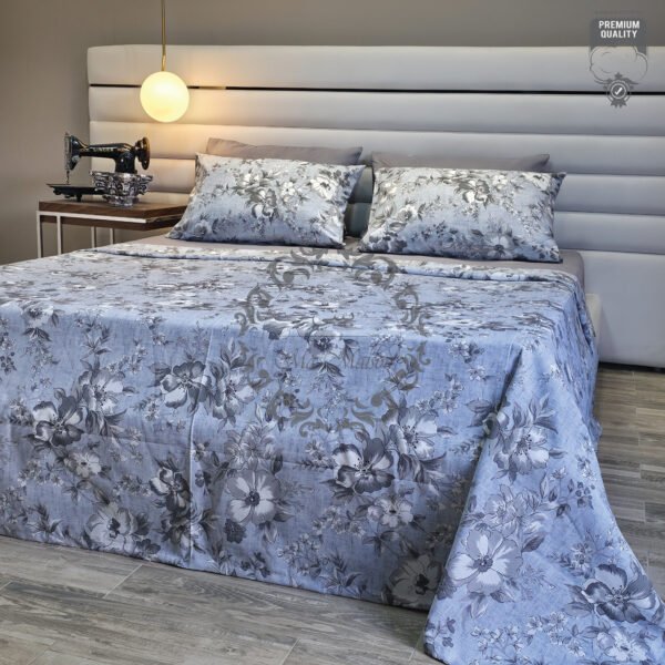 Parure de Lit Élégance Florale – Gris Perle & Douceur
