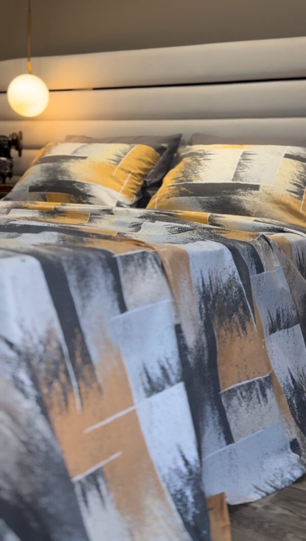 Parure de Lit Éclat Urbain – Gris, Beige & Graphite