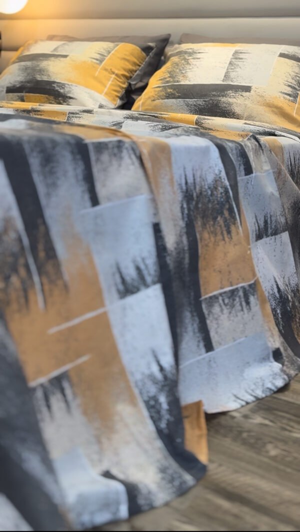 Parure de Lit Éclat Urbain – Gris, Beige & Graphite