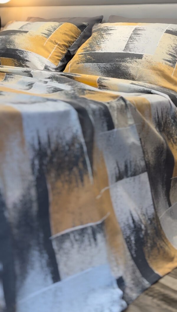 Parure de Lit Éclat Urbain – Gris, Beige & Graphite