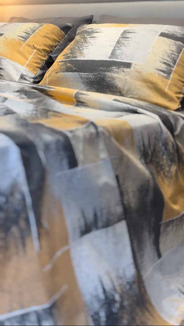 Parure de Lit Éclat Urbain – Gris, Beige & Graphite