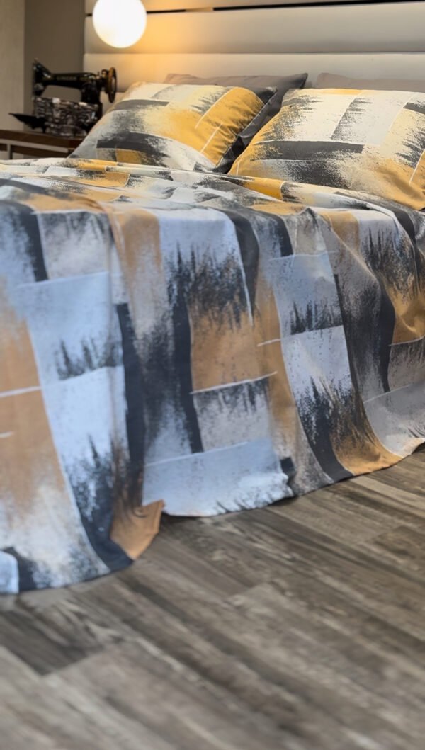 Parure de Lit Éclat Urbain – Gris, Beige & Graphite