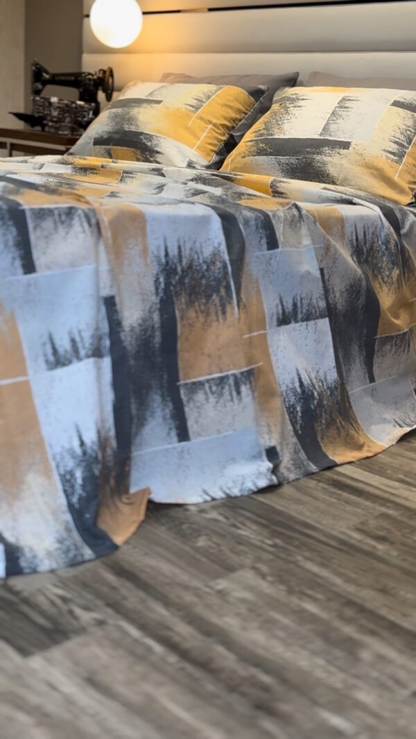 Parure de Lit Éclat Urbain – Gris, Beige & Graphite