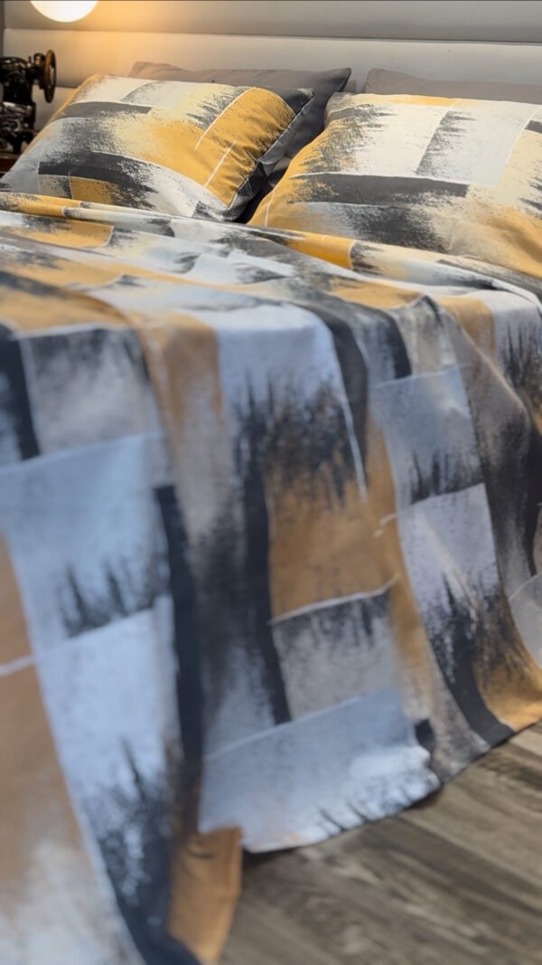 Parure de Lit Éclat Urbain – Gris, Beige & Graphite
