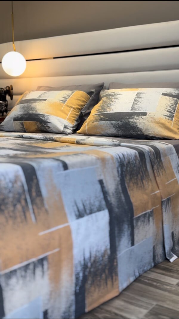 Parure de Lit Éclat Urbain – Gris, Beige & Graphite
