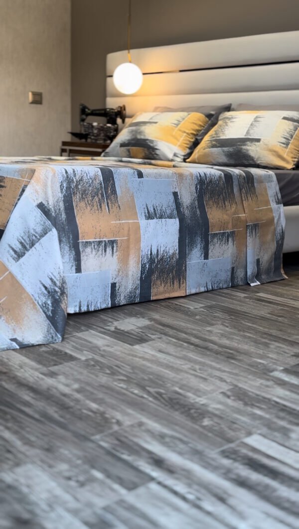 Parure de Lit Éclat Urbain – Gris, Beige & Graphite
