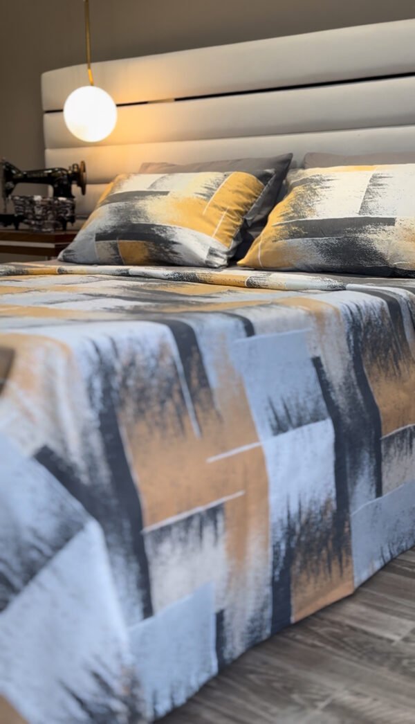 Parure de Lit Éclat Urbain – Gris, Beige & Graphite